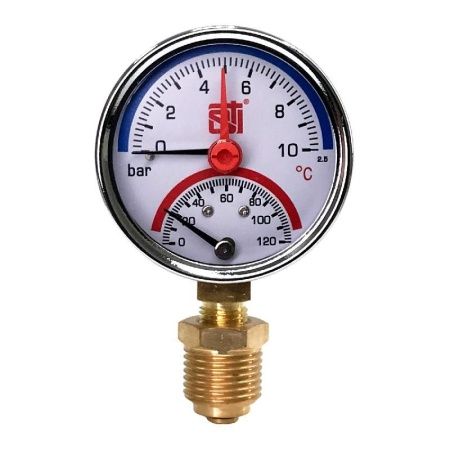 Термоманометр радиальный STI ∅63 120°C 10 bar УП (G½")